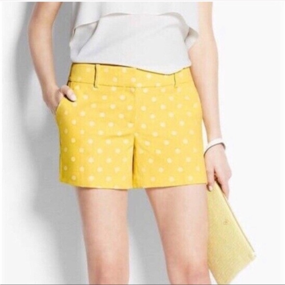 Ann Taylor Pants - Ann Taylor yellow white polka dot shorts 10
